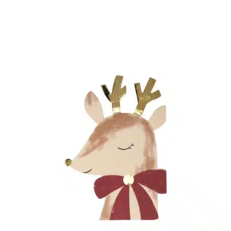 Kerst servetten Rendier met strik (16st) - Meri Meri