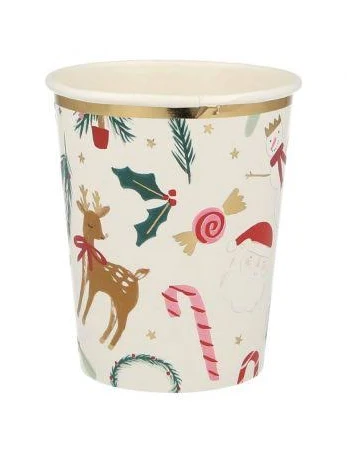 Wegwerp bekers kerst motief - Meri Meri (8st)