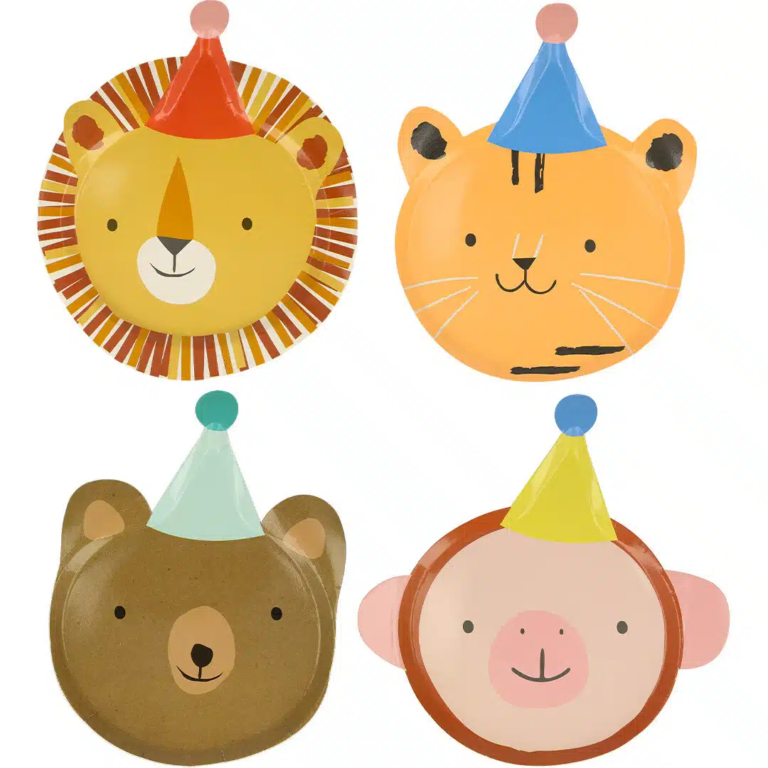 Meri Meri Animal Parade bordjes set met vrolijke dieren