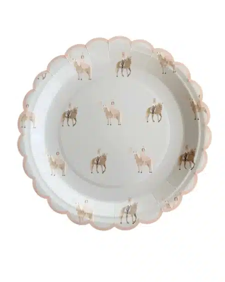 Paarden thema feestbord voor meisjes – Birthday Girl on Horse, set van 8 borden met illustratie van meisje op paard