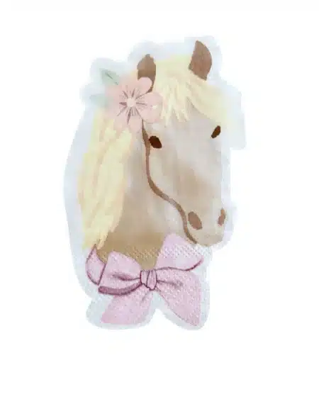 Paarden thema dessertservetten voor meisjes – Birthday Girl on Horse, set van 20 servetten met illustratie van meisje op paard
