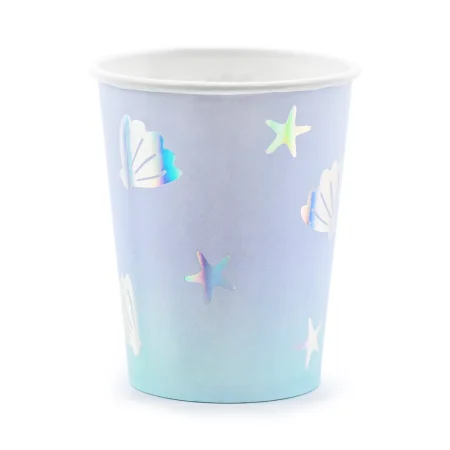 Feestbekers zeemeermin met schelpen en sterren – papieren bekers